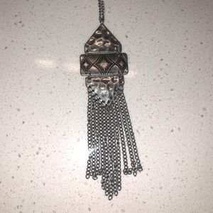 Long silver necklace
